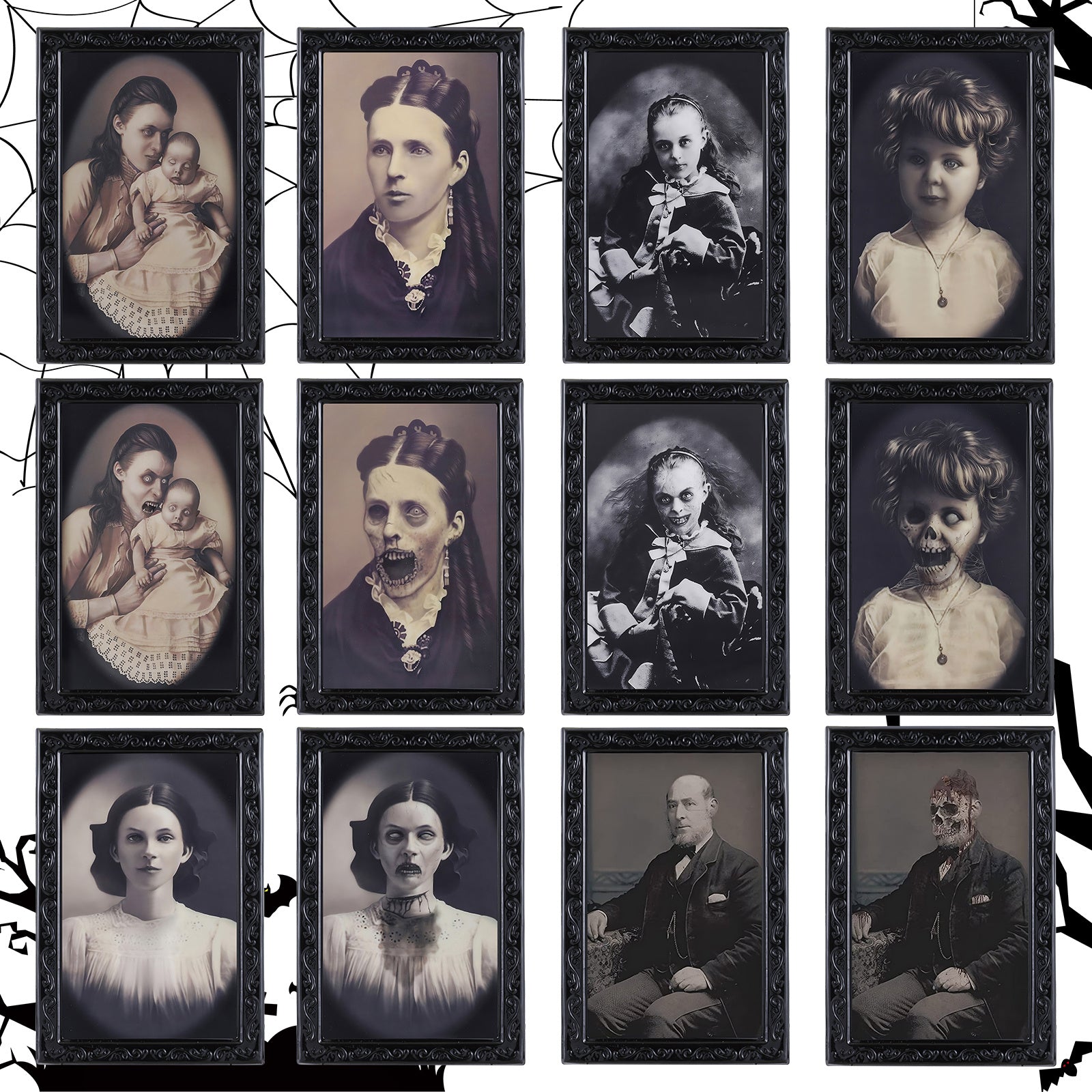 Halloween Decoration 3D Changing Face, Moving Picture Frame Portrait for Horror Party Decors