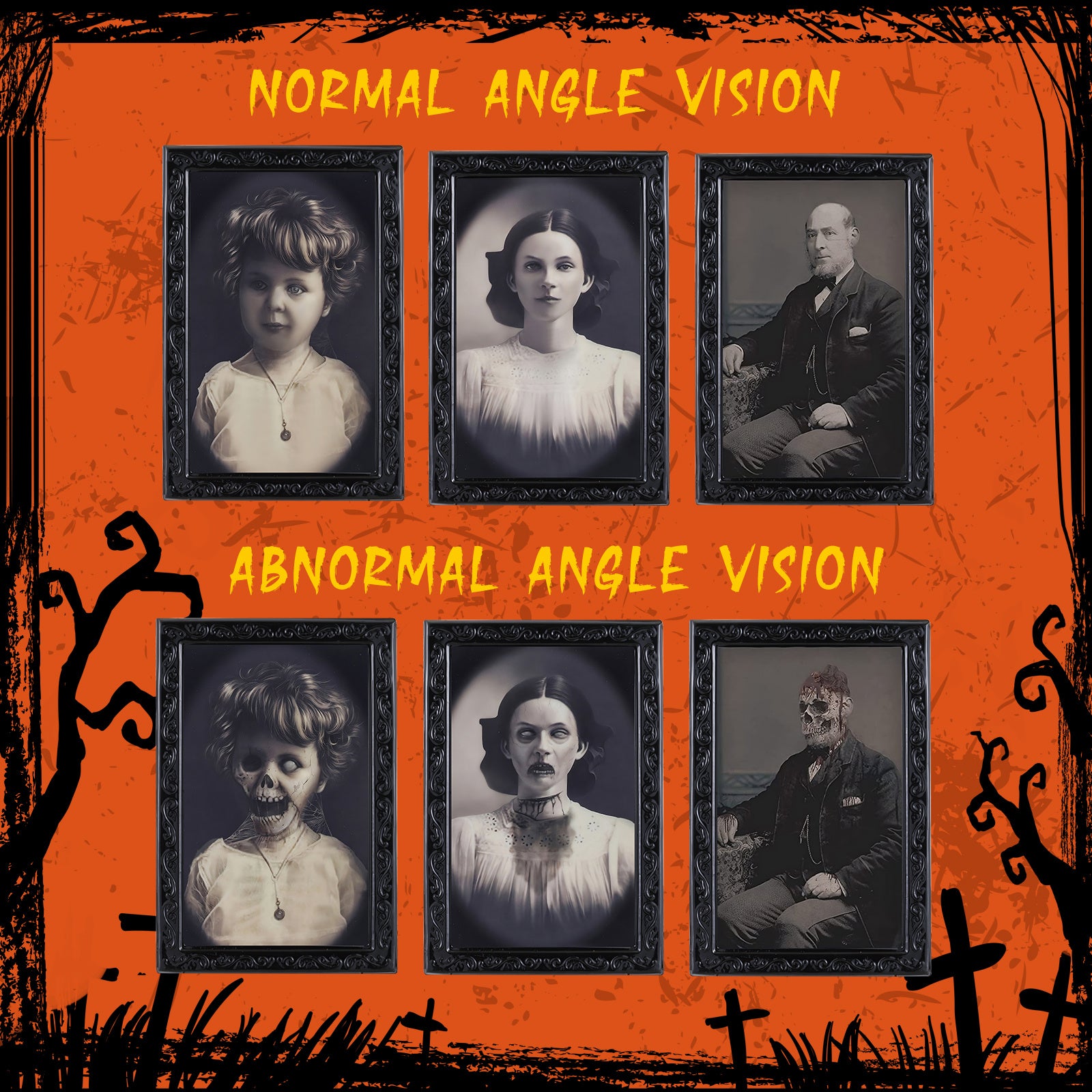 Halloween Decoration 3D Changing Face, Moving Picture Frame Portrait for Horror Party Decors