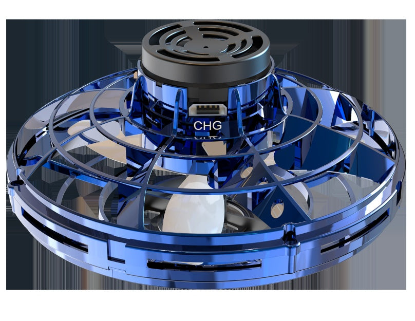 Mini Fingertip Gyro Interactive Toy, Drone LED UFO Type Flying Helicopter Spinner Toy