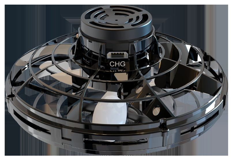 Mini Fingertip Gyro Interactive Toy, Drone LED UFO Type Flying Helicopter Spinner Toy