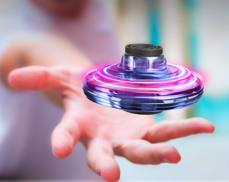 Mini Fingertip Gyro Interactive Toy, Drone LED UFO Type Flying Helicopter Spinner Toy