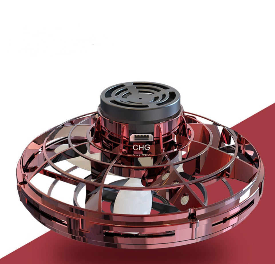 Mini Fingertip Gyro Interactive Toy, Drone LED UFO Type Flying Helicopter Spinner Toy