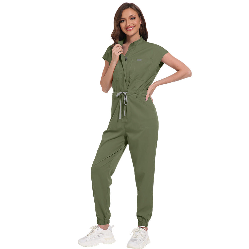 Multifunctional Pocket Stand Collar High Quality Operating Room Hospital Work Uniforms Jumpsuit Suit