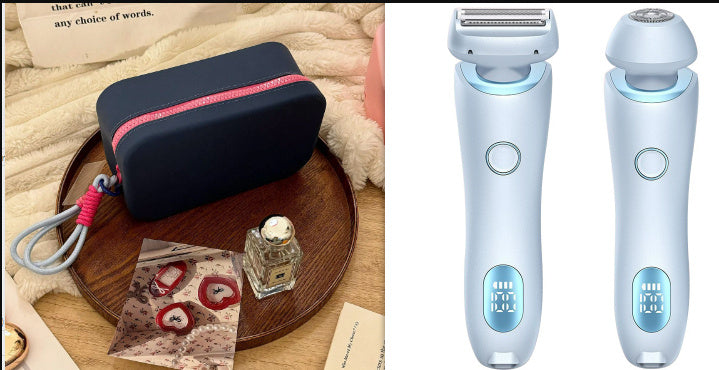 2 In 1 Hair Removal Epilator USB Rechargeable Trimmer Women Body Razor Face Leg Armpit Bikini Pubic Shaver Hair Remover