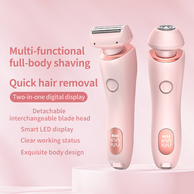 2 In 1 Hair Removal Epilator USB Rechargeable Trimmer Women Body Razor Face Leg Armpit Bikini Pubic Shaver Hair Remover