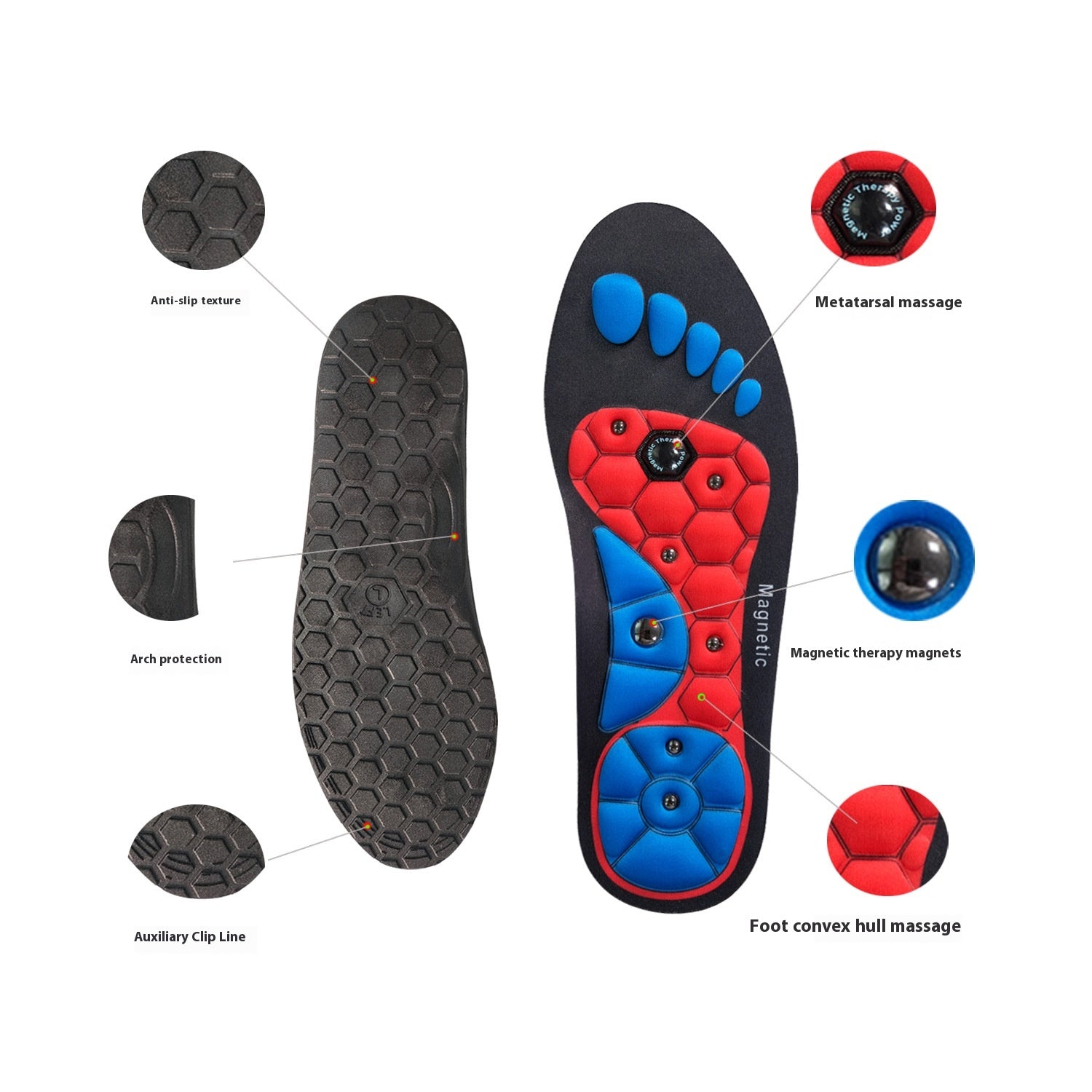 Medical Magnetic Insole, Orthopedic Therapy Sports Insoles, Massage Foot, Slimming Acupressure Anti-fatigue Health Care Shoe Pads