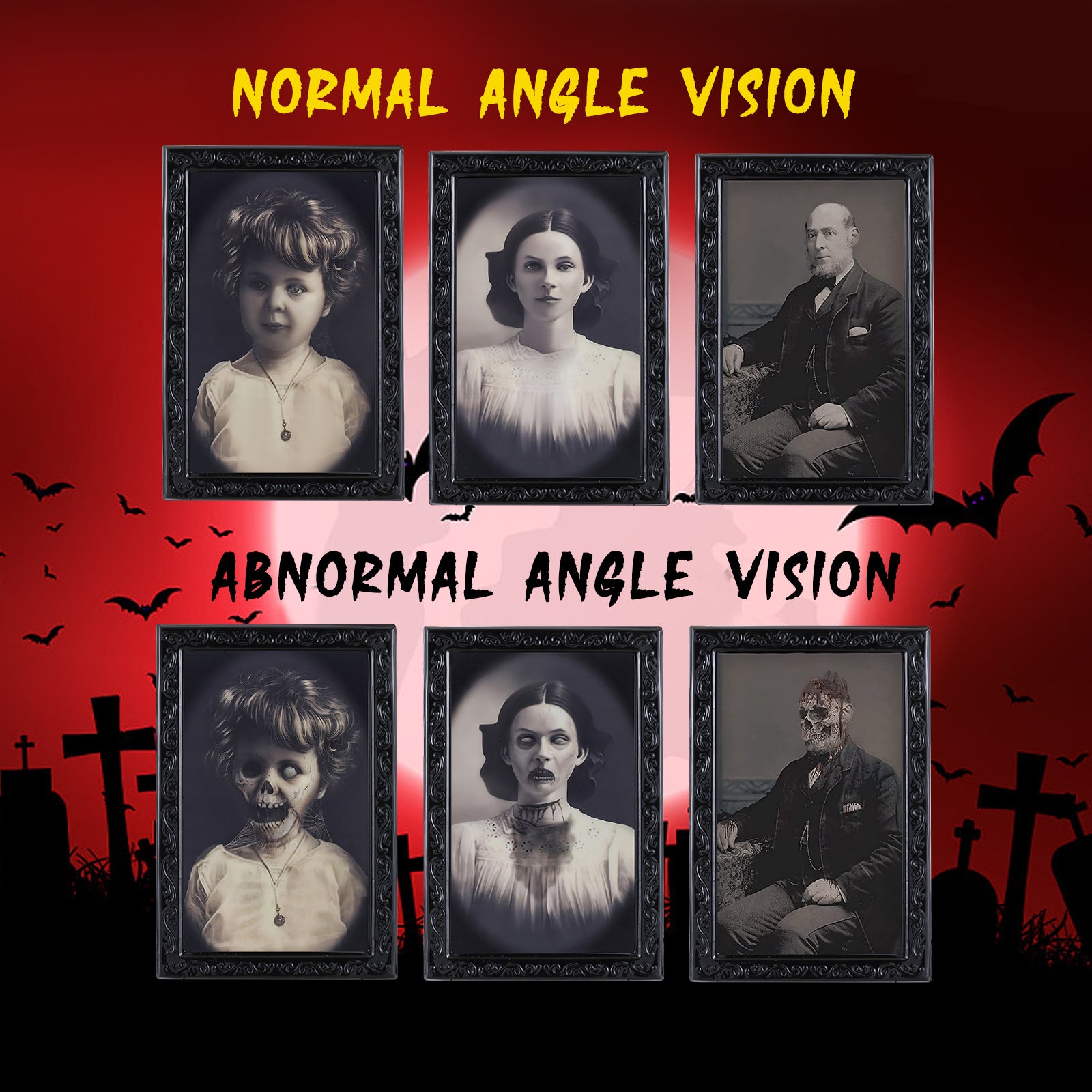 Halloween Decoration 3D Changing Face, Moving Picture Frame Portrait for Horror Party Decors