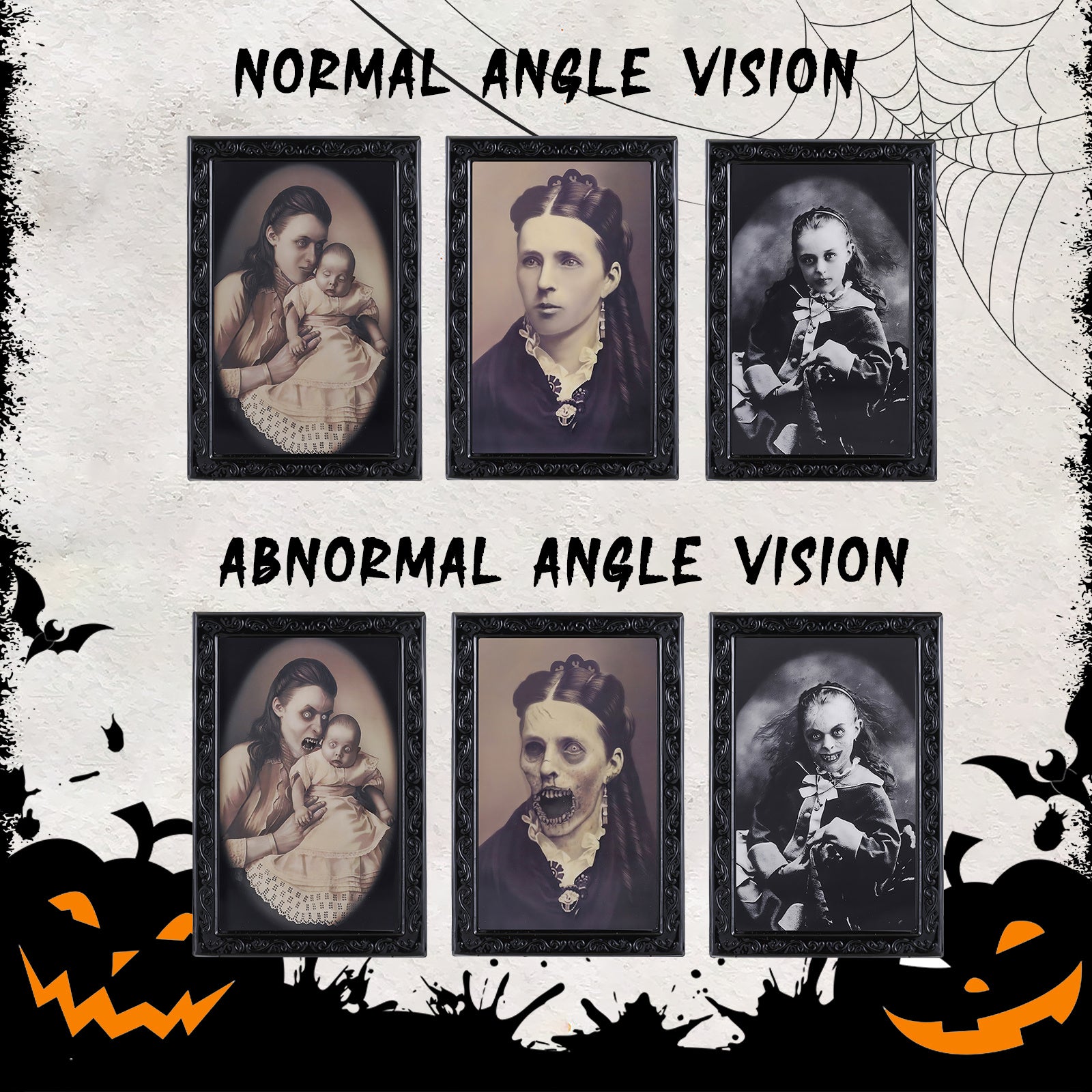 Halloween Decoration 3D Changing Face, Moving Picture Frame Portrait for Horror Party Decors