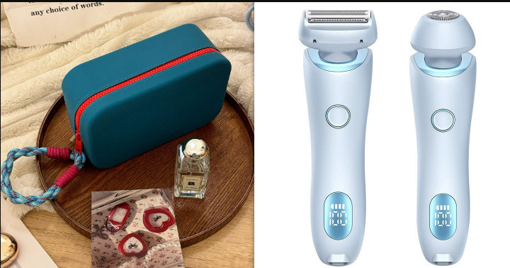 2 In 1 Hair Removal Epilator USB Rechargeable Trimmer Women Body Razor Face Leg Armpit Bikini Pubic Shaver Hair Remover