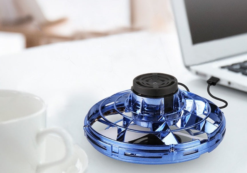 Mini Fingertip Gyro Interactive Toy, Drone LED UFO Type Flying Helicopter Spinner Toy