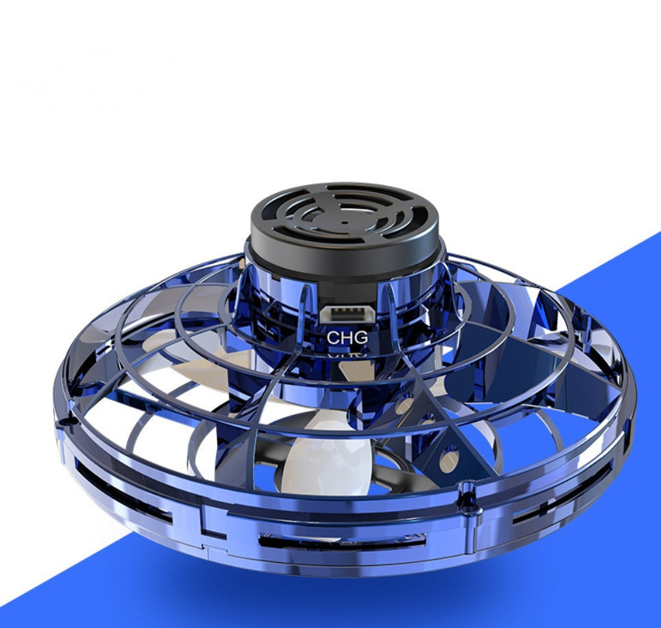 Mini Fingertip Gyro Interactive Toy, Drone LED UFO Type Flying Helicopter Spinner Toy