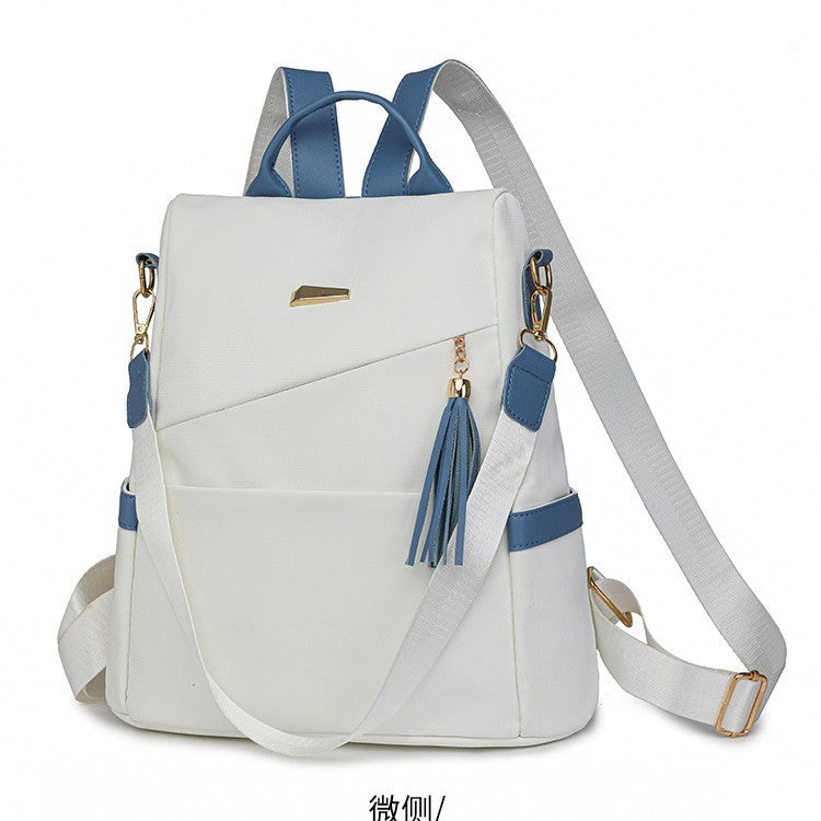 Oxford Cloth Stitching, Women's Backpack Anti-Theft Back Zipper Girls Schoolbag Casual Travel Double Shoulder Backpack